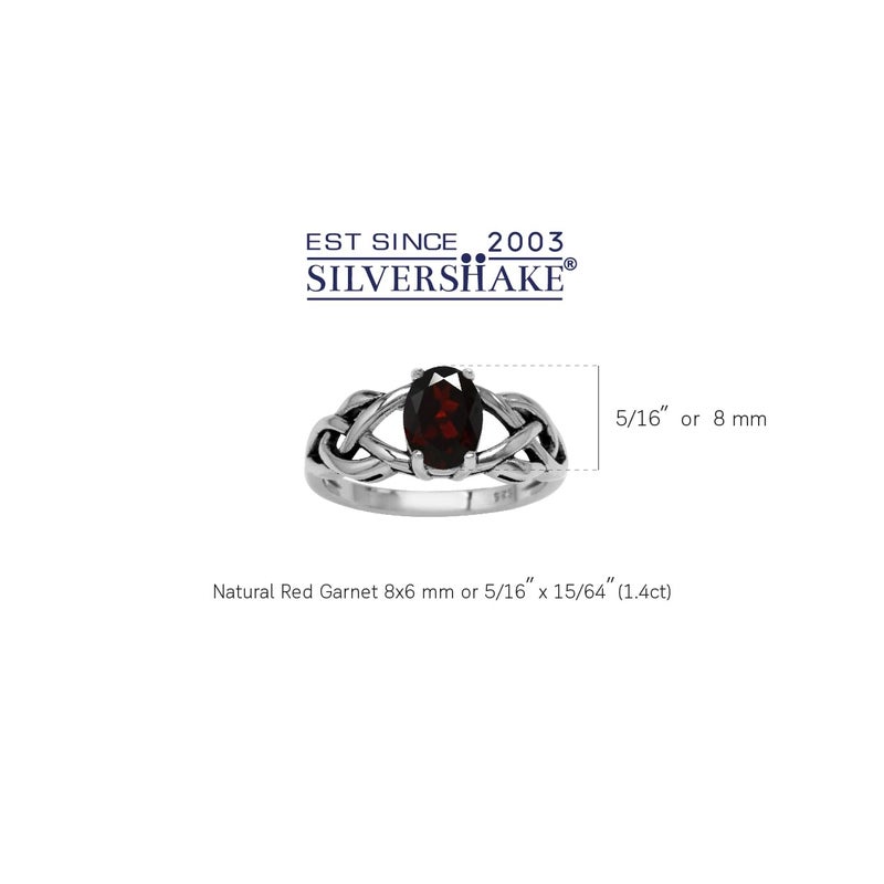 Silvershake 1.4ct. 8X6mm Natural Oval Shape Garnet 925 Sterling Silver Celtic Knot Solitaire Ring Size 6.5 - Image 2